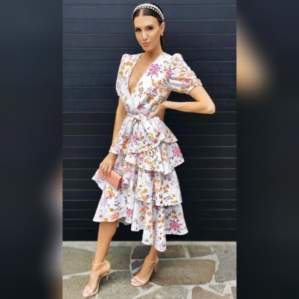 La Maison Talulah Jasmine Vines Tiered Midi Dress